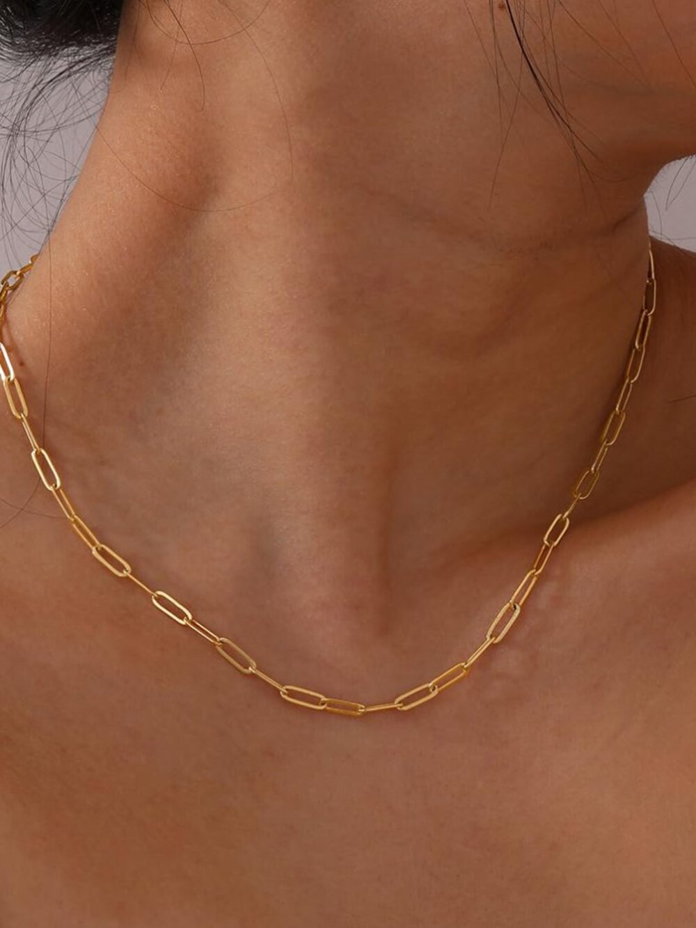 3/$35 NWT 18K Gold Plated Paperclip Chain Necklace Stainless Steel Minimalist